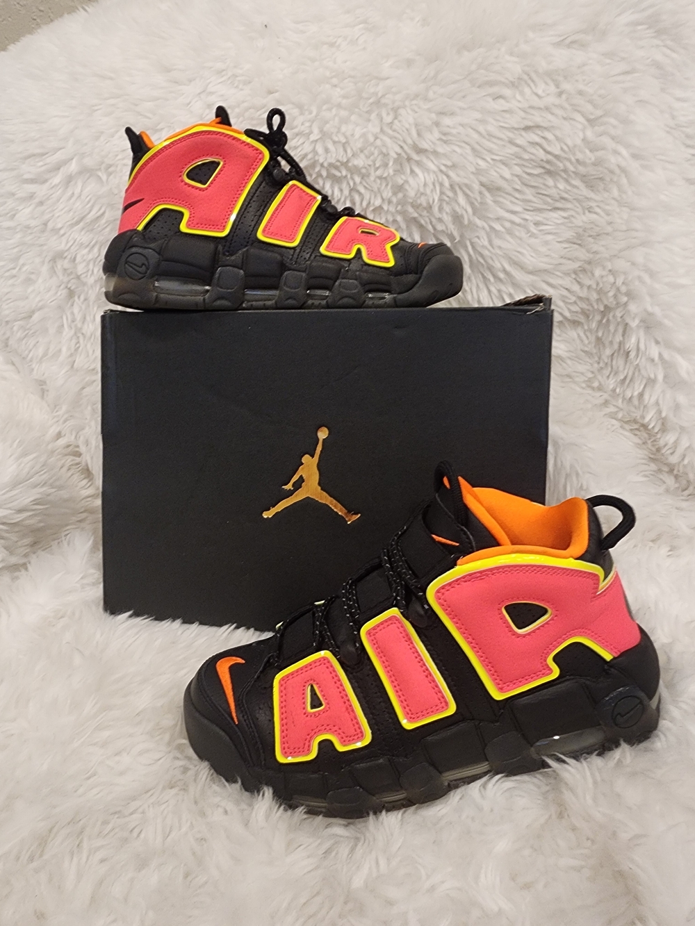 Nike Air More Uptempo Kids' Sneakers - Black/Pink/Orange